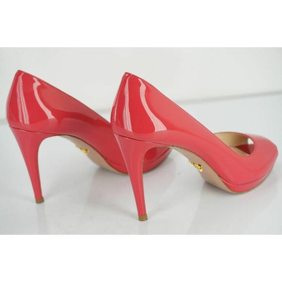 Prada Peep Toe Pink Patent Platform Pumps NIB - Picture 9 of 12